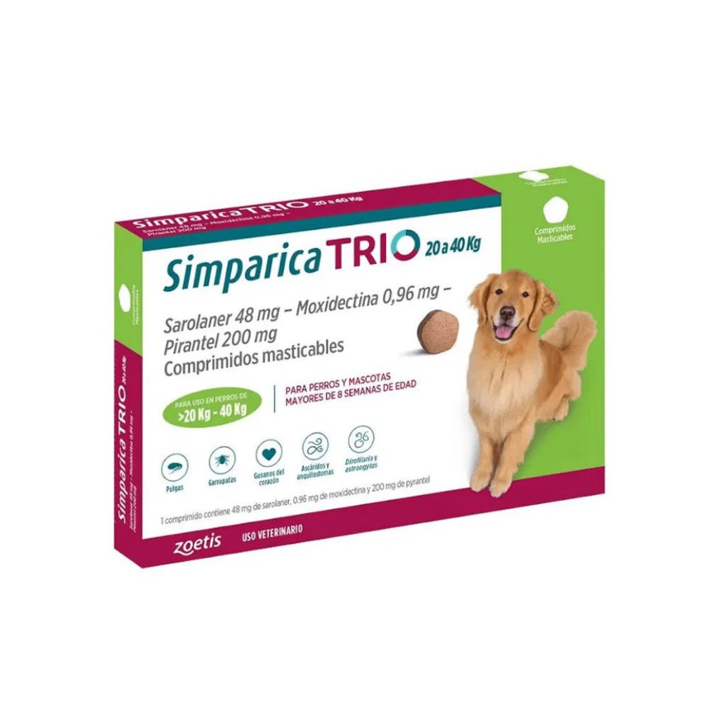 SIMPARICA TRIO PERRO 20 A 40 KG 1 COMPRIMIDO