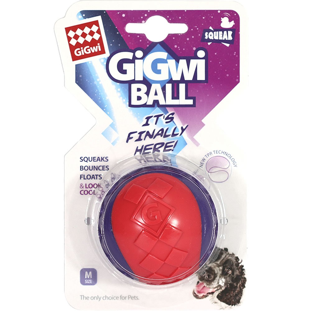 GIGWI PELOTA SQUEAKER M 1 PIEZA ROJO/MORADO